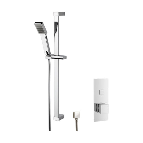 [BSBS31TW1] Concealed Square Push Button 1 Outlet Valve & Slide Rail Kit Shower Bundle Set - Chrome - Balterley - Cutout