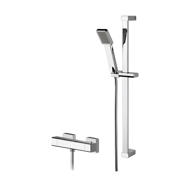 [BSBS70BV1] Empire Square Thermostatic Bar Valve and Rectangular Slide Rail Kit Shower Bundle - Chrome - Balterley - Cutout