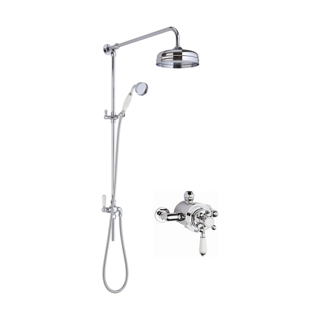 [BSBT137DU1] Traditional Dual Exposed Valve & Rigid Riser Shower Set - Chrome/White - Balterley - Cutout