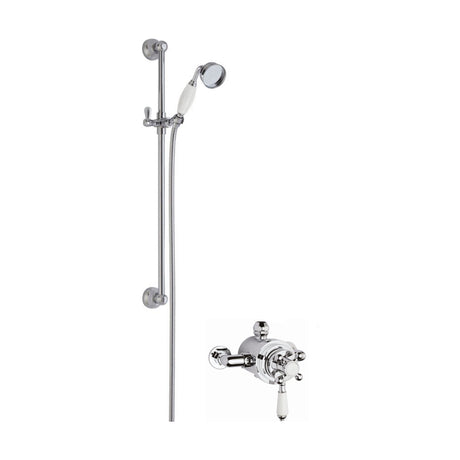 [BSBT138DU1] Traditional Dual Exposed Valve & Slide Rail Shower Set - Chrome/White - Balterley - Cutout