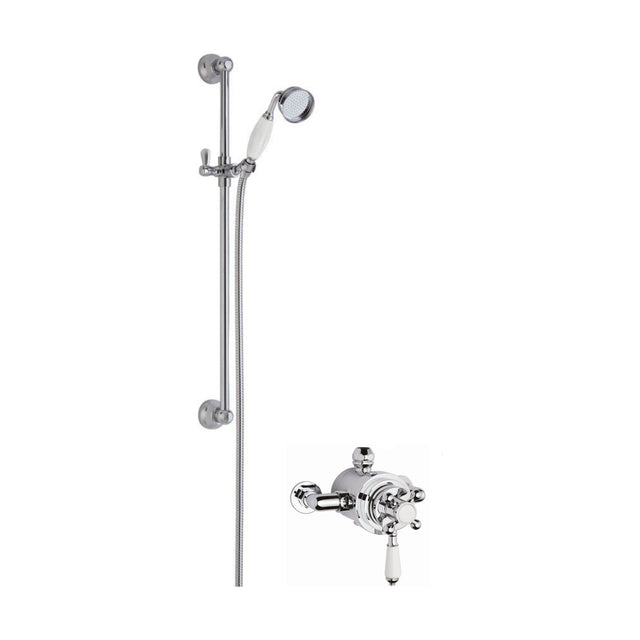 [BSBT138DU1] Traditional Dual Exposed Valve & Slide Rail Shower Set - Chrome/White - Balterley - Cutout