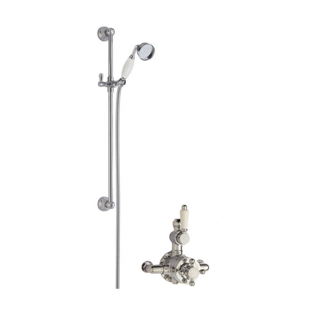 [BSBT140TW1] Traditional Twin Exposed Valve & Slide Rail Shower Set - Chrome/White - Balterley - Cutout