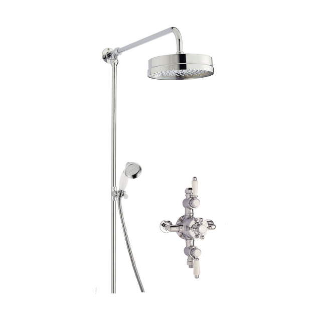 [BSBT144TR2] Traditional Triple Exposed Valve & Rigid Riser Shower Set - Chrome/White - Balterley - Cutout