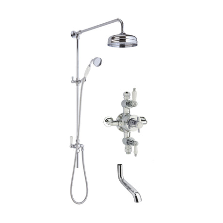 [BSBT145TR2] Kingsey Traditional Shower Triple Exposed Valve with Rigid Riser Shower & Bath Spout Set - Chrome/White - Balterley - Cutout
