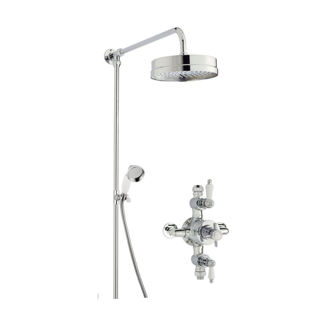 [BSBT146TR2] Kingsey Traditional Triple Exposed Valve & Rigid Riser Shower Set - Chrome/White - Balterley - Cutout