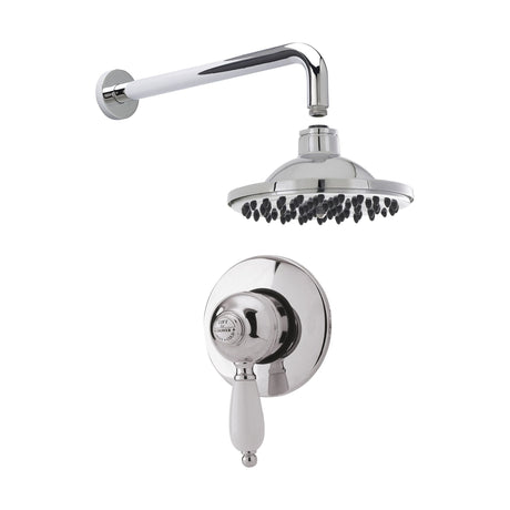 [BSBT51MV1] Traditional Concealed Manual Valve with Head & Arm Shower Set - Chrome/White - Balterley - Cutout