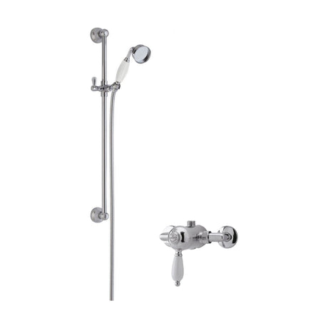 [BSBT52MV1] Traditional Exposed Manual Valve & Slide Rail Shower Set - Chrome/White - Balterley - Cutout