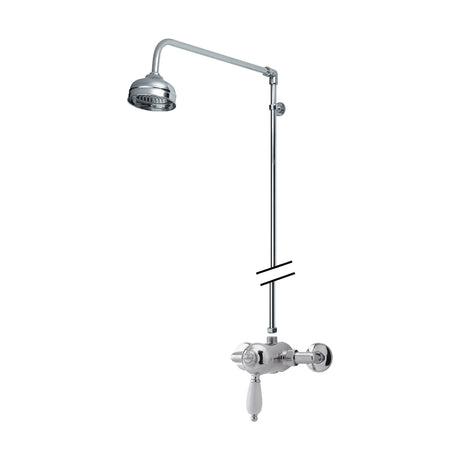 [BSBT53MV1] Traditional Exposed Manual Valve & Rigid Riser Shower Set - Chrome/White - Balterley - Cutout