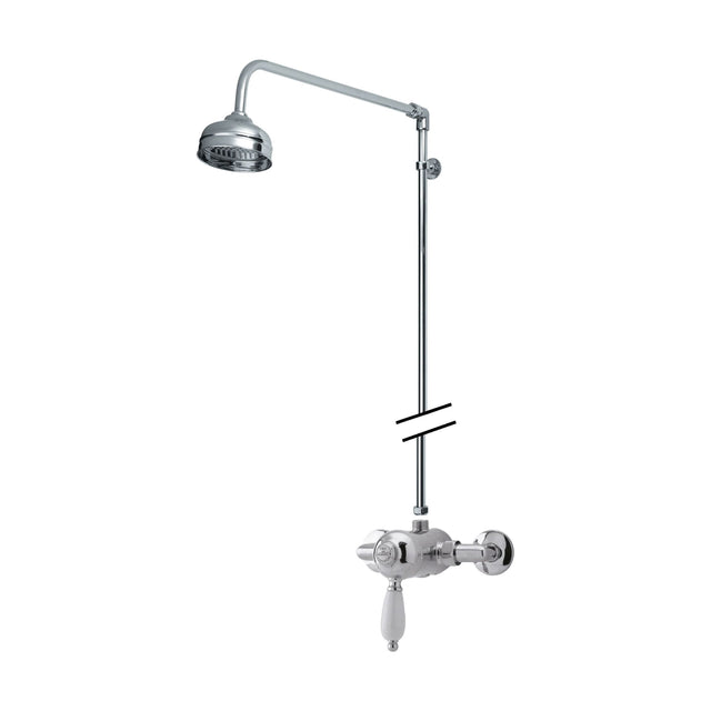 [BSBT53MV1] Traditional Exposed Manual Valve & Rigid Riser Shower Set - Chrome/White - Balterley - Cutout