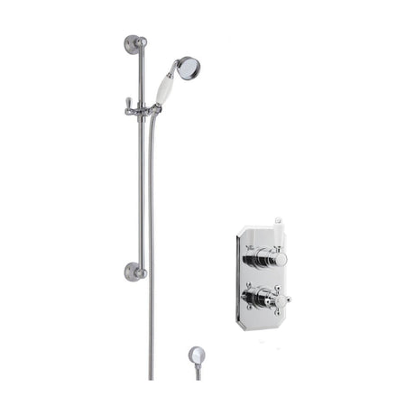 [BSBT54TW1] Traditional Concealed Twin Valve & Slide Rail Shower Set - Chrome/White - Balterley - Cutout