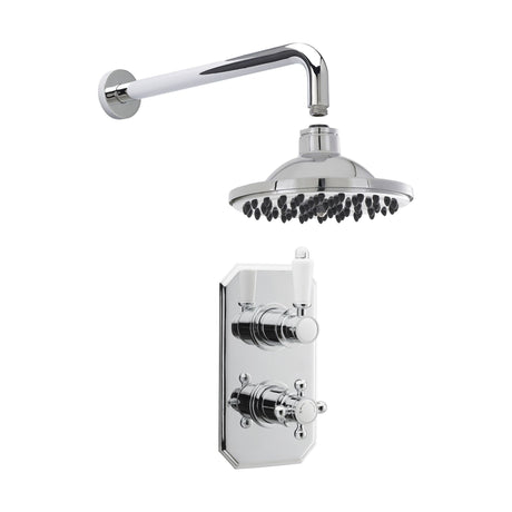 [BSBT55TW1] Traditional Concealed Twin Valve with Head & Arm Shower Set - Chrome/White - Balterley - Cutout