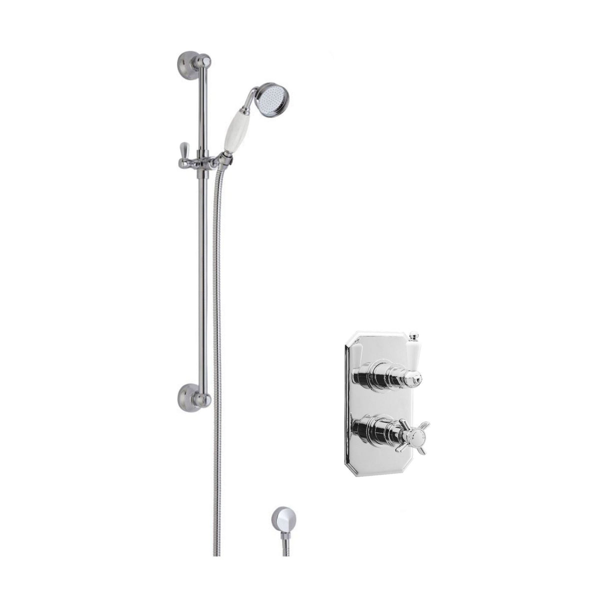 [BSBT56TW1] Traditional Concealed Twin Victorian Valve & Slide Rail Shower Set - Chrome/White - Balterley - Cutout