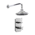 [BSBT57TW1] Traditional Concealed Twin Victorian Valve with Head & Arm Shower Set - Chrome/White - Balterley - Cutout