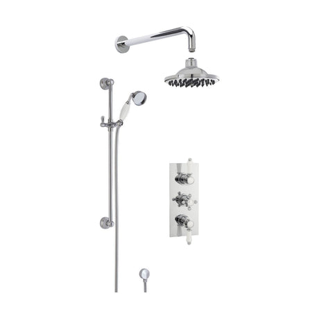 [BSBT58TR2] Traditional Concealed Triple Valve with Square Back Plate Shower Set with Slide Rail Kit, Arm & Head- Chrome - Balterley - Cutout
