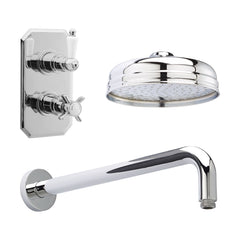 [BSBT58TW1] Balterley Traditional Concealed 1 Outlet Shower Valve, Head and Wall Arm Bundle - Chrome - Cutout