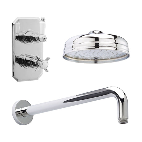 [BSBT58TW1] Balterley Traditional Concealed 1 Outlet Shower Valve, Head and Wall Arm Bundle - Chrome - Cutout