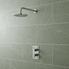 [BSCA052] Round Concealed Twin Thermostatic Shower Valve With Diverter (2 Outlets) - Chrome - Balterley - Lifestyle 1
