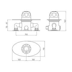 [BSCCSQ3] Contemporary Round Concealed Sequential Thermostatic Shower Valve - Chrome - Balterley - Technical Drawing