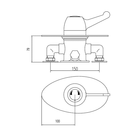 [BSCCSQ4] Contemporary Round Concealed Sequential Thermostatic Shower Valve with Lever Handle - Chrome - Balterley - Technical Drawing