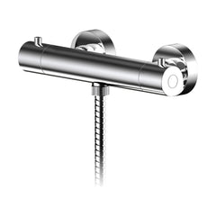 [BSCU503] Balterley Current Contemporary Wall Mounted Round Thermostatic Bar Valve with Bottom Outlet - Polished Chrome Finish - Cutout