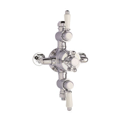 [BSED089E] Traditional Exposed Triple Thermostatic Shower Valve - 2 Outlets - Chrome Finish - Premium Bathroom Fitting by Balterley - Cutout