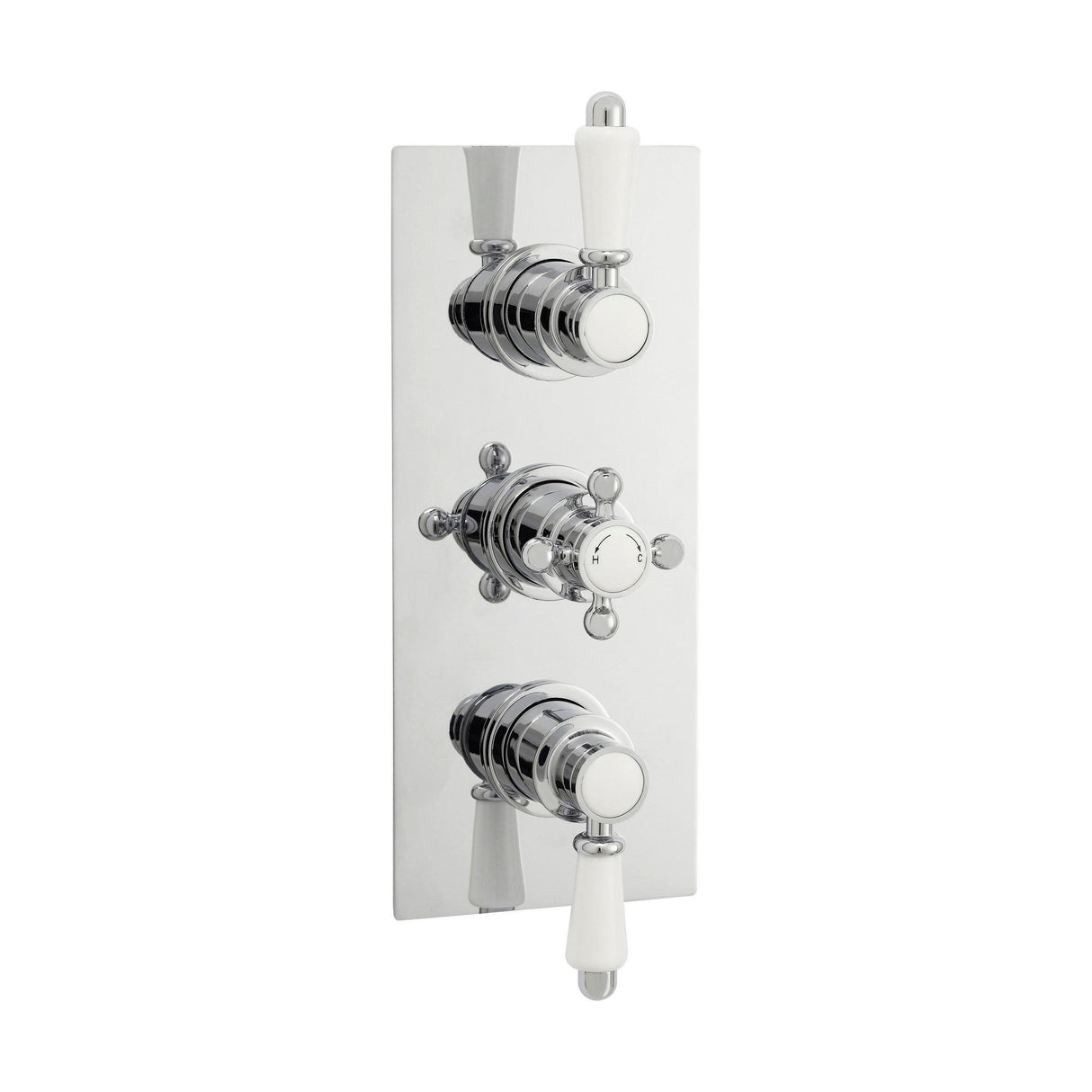 [BSED315] Traditional Concealed Triple Thermostatic Shower Valve with 2 Outlets in Chrome Finish by Balterley - Cutout