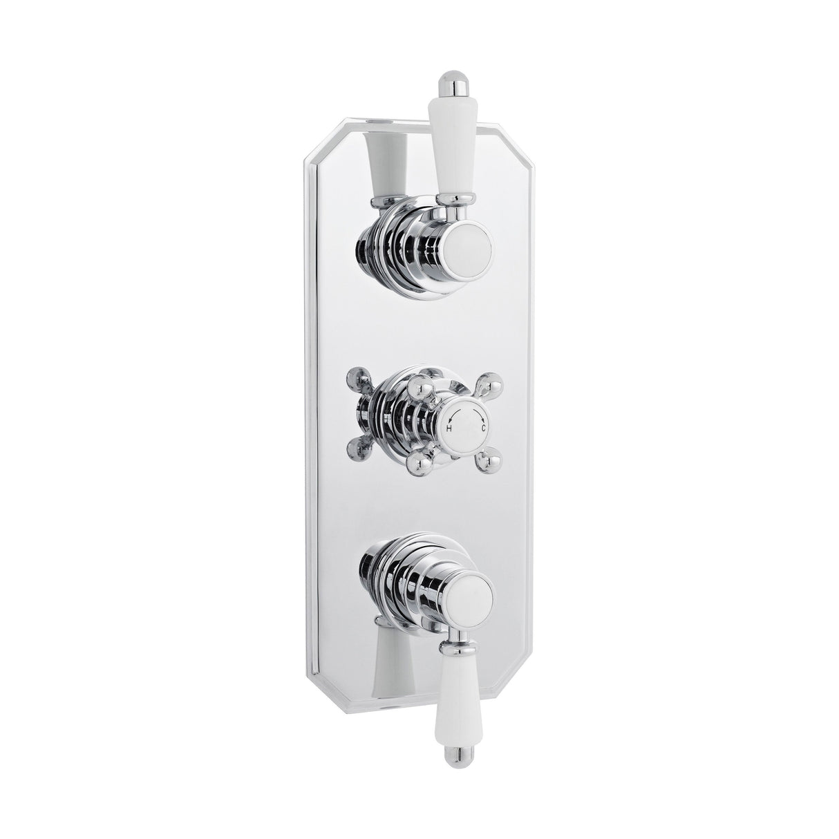 [BSED317] Traditional Concealed Triple Thermostatic Shower Valve with 2 Outlets in Chrome by Balterley - Cutout