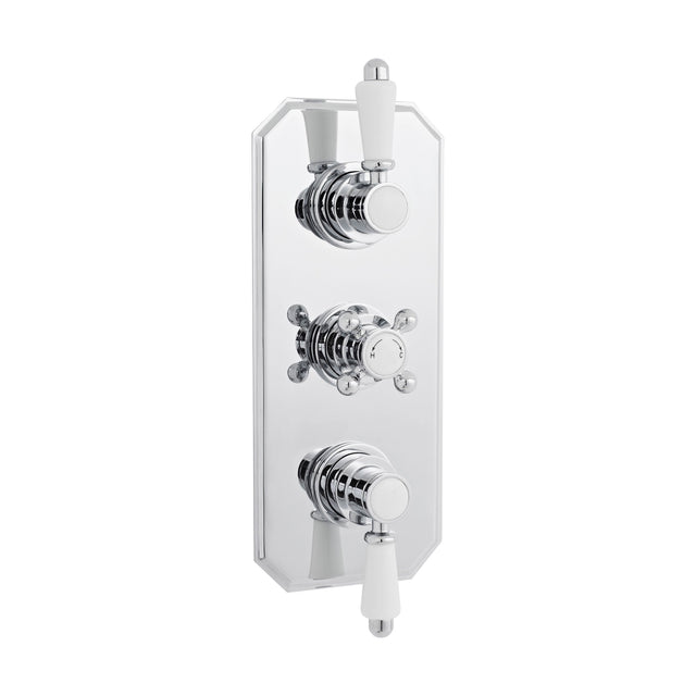 [BSED317] Traditional Concealed Triple Thermostatic Shower Valve with 2 Outlets in Chrome by Balterley - Cutout