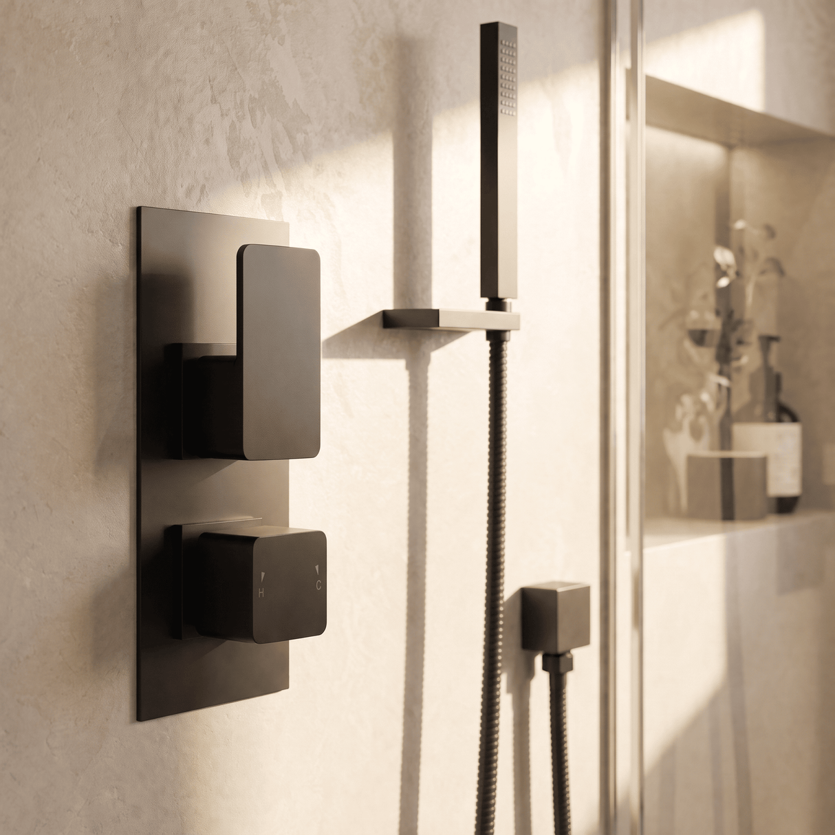 [BSEM4TW01] Swinscoe Contemporary Concealed Square Twin Thermostatic Shower Valve, Choice of Colour