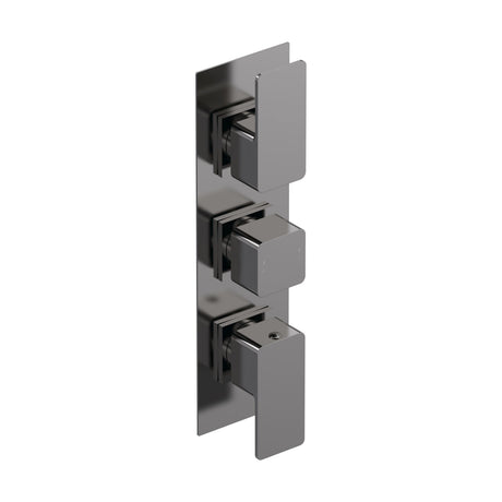 [BSEM7TR02] Empire Contemporary Square Concealed Triple Thermostatic Shower Valve with 2 Outlets Solid Brass - Brushed Pewter by Balterley - Cutout