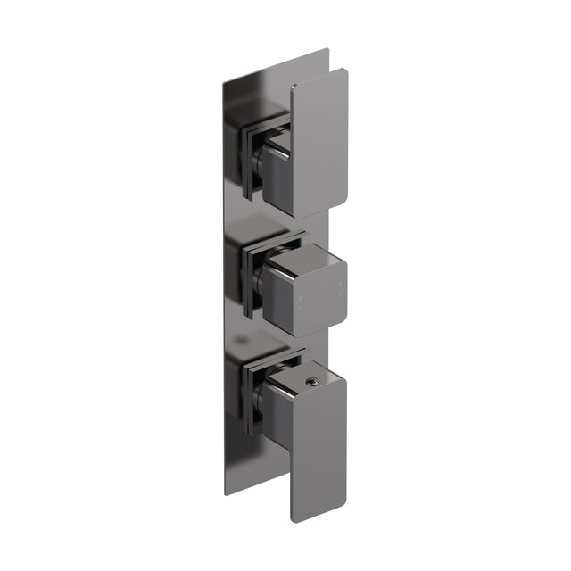 [BSEM7TR03] Empire Contemporary Square Concealed Triple Thermostatic Shower Valve with Diverter 3 Outlets - Brushed Pewter - Balterley - Cutout
