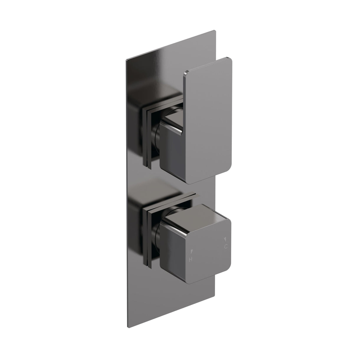 [BSEM7TW02] Empire Contemporary Square Concealed Twin Thermostatic Shower Valve with Diverter 2 Outlets - Brushed Pewter Finish - Balterley - Cutout
