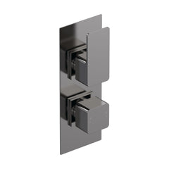 [BSEM7TW02] Empire Contemporary Square Concealed Twin Thermostatic Shower Valve with Diverter 2 Outlets - Brushed Pewter Finish - Balterley - Cutout