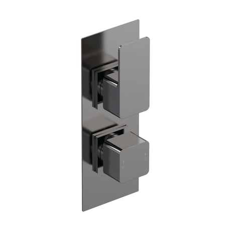 [BSEM7TW02] Empire Contemporary Square Concealed Twin Thermostatic Shower Valve with Diverter 2 Outlets - Brushed Pewter Finish - Balterley - Cutout