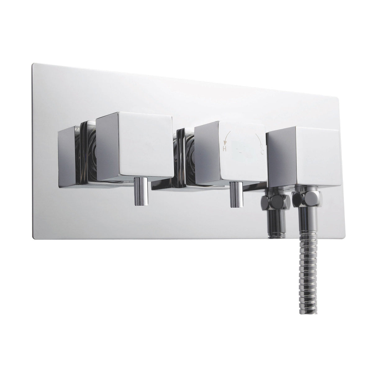 [BSFA077] Square Concealed Twin Thermostatic Shower Valve With Diverter (1 Outlet) - Chrome - Balterley - Cutout