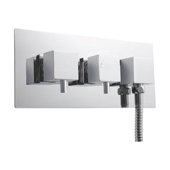 [BSFA077] Square Concealed Twin Thermostatic Shower Valve With Diverter (1 Outlet) - Chrome - Balterley - Cutout