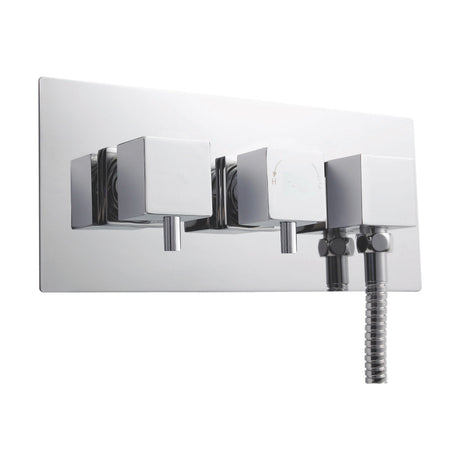 [BSFA077] Square Concealed Twin Thermostatic Shower Valve With Diverter (1 Outlet) - Chrome - Balterley - Cutout
