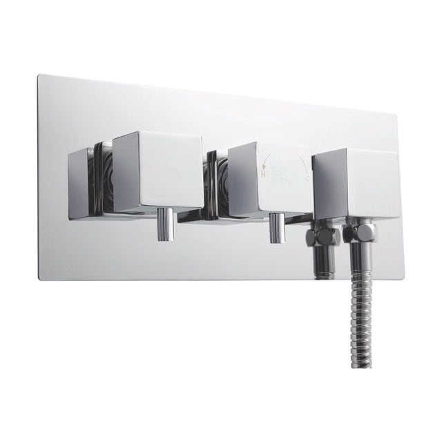 [BSFA077] Square Concealed Twin Thermostatic Shower Valve With Diverter (1 Outlet) - Chrome - Balterley - Cutout