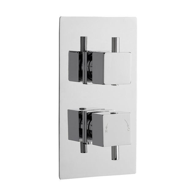[BSFA302] Balterley Contemporary Square Concealed Twin Thermostatic Shower Valve with Diverter 2 Outlets - Chrome - Cutout