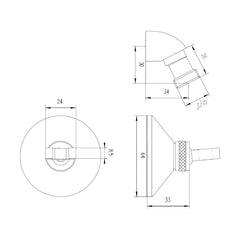 [BSHH310A] Round Wall Bracket and Elbow - Chrome - Technical Drawing