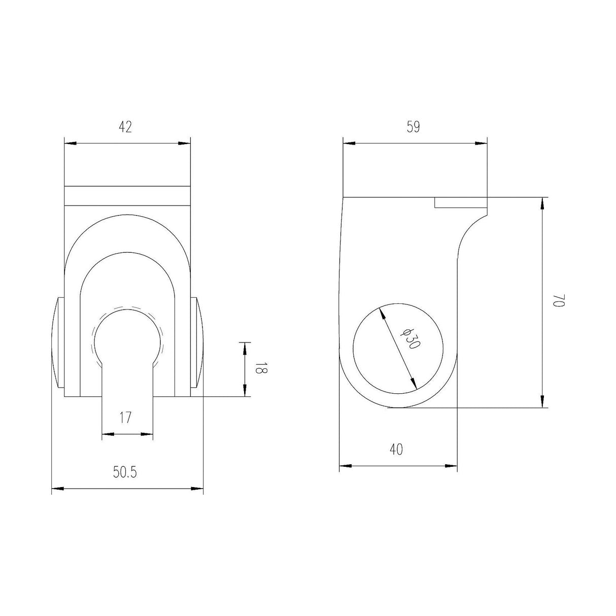 [BSHH376] Round Wall Bracket for Shower Head in Chrome - Technical Drawing