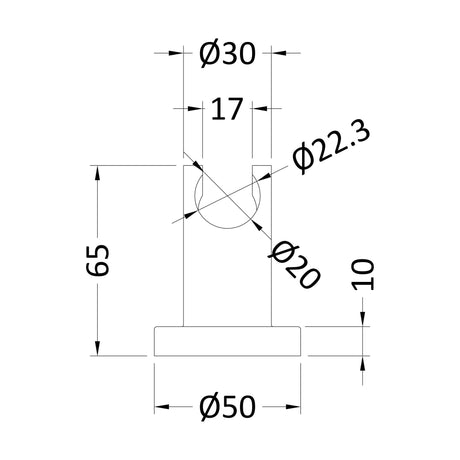[BSHH377] Luxury Chrome Wall Mounted Shower Handset Bracket - Technical Drawing