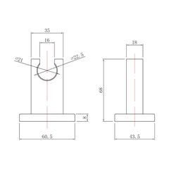 [BSHH794] Square Chrome Wall Mounted Shower Head Bracket - Technical Drawing