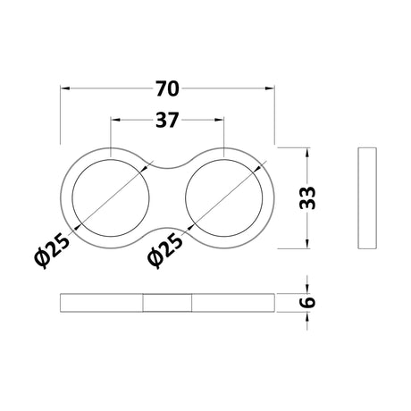 [BSHRR91] Shower Accessories Universal Shower Hose Retainer - Chrome - Balterley - Technical Drawing