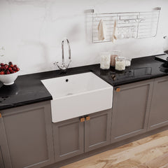 [BSK202WT2] Single Bowl Fireclay Ceramic Butler Kitchen Sink Bundle with Overflow, Mixer Tap & Waste - Lifestyle 3