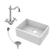 [BSK202WT4] Single Bowl Fireclay Ceramic Butler Kitchen Sink Bundle with Classic Tap & Waste - Cutout