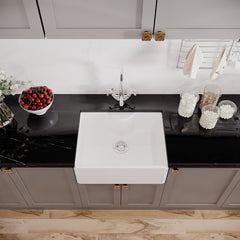 [BSK203WT2] Single Bowl Fireclay Ceramic Butler Kitchen Sink Bundle with Tap Ledge, Mono Mixer Tap, & Waste - Lifestyle 2