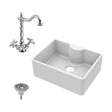[BSK203WT4] Single Bowl Fireclay Ceramic Butler Kitchen Sink Bundle Waste & French Tap - Cutout