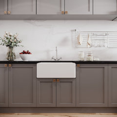 [BSK203WT4] Single Bowl Fireclay Ceramic Butler Kitchen Sink Bundle Waste & French Tap - Lifestyle 1