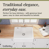 Single Bowl Fireclay Ceramic  Butler Kitchen Sink Bundle with Tap Ledge, Overflow, Tap & Waste